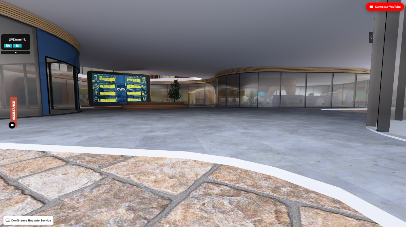 Hall conférence streaming YouTube dans espace ATLANTIS